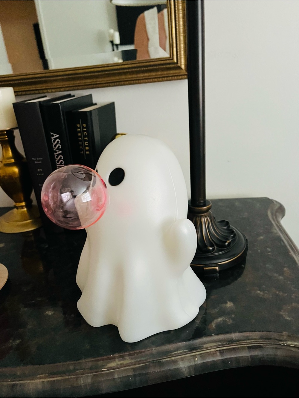Viral ghost blowing bubble